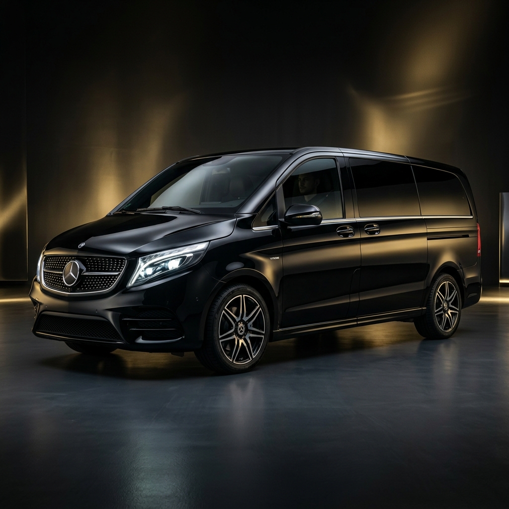 Black Mercedes V250d luxury executive van